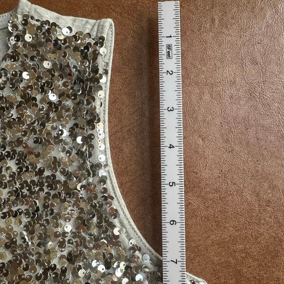 Talbots Silver Sequin XS NWT Gray Stretch Cotton Tank Top - Picture 4 of 8